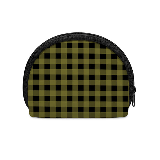 Olive Green Buffalo Check Pattern Print Coin Purse