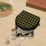 Olive Green Buffalo Check Pattern Print Coin Purse