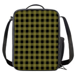 Olive Green Buffalo Check Pattern Print Crossbody Lunch Bag