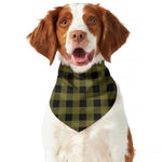 Olive Green Buffalo Check Pattern Print Dog Bandana