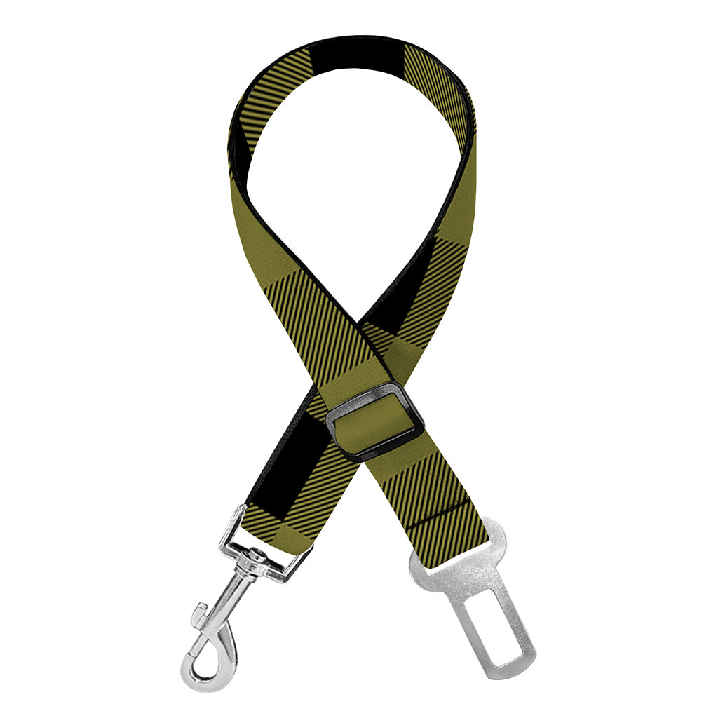 Olive Green Buffalo Check Pattern Print Dog Seat Belt