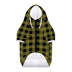 Olive Green Buffalo Check Pattern Print Dog Zip Up Hoodie