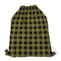 Olive Green Buffalo Check Pattern Print Drawstring Bag