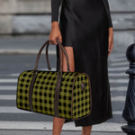 Olive Green Buffalo Check Pattern Print Duffle Bag