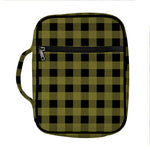 Olive Green Buffalo Check Pattern Print Front Pocket Bible Bag