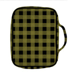 Olive Green Buffalo Check Pattern Print Front Pocket Bible Bag