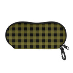 Olive Green Buffalo Check Pattern Print Glasses Case