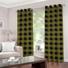 Olive Green Buffalo Check Pattern Print Grommet Curtains