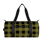 Olive Green Buffalo Check Pattern Print Gym Bag