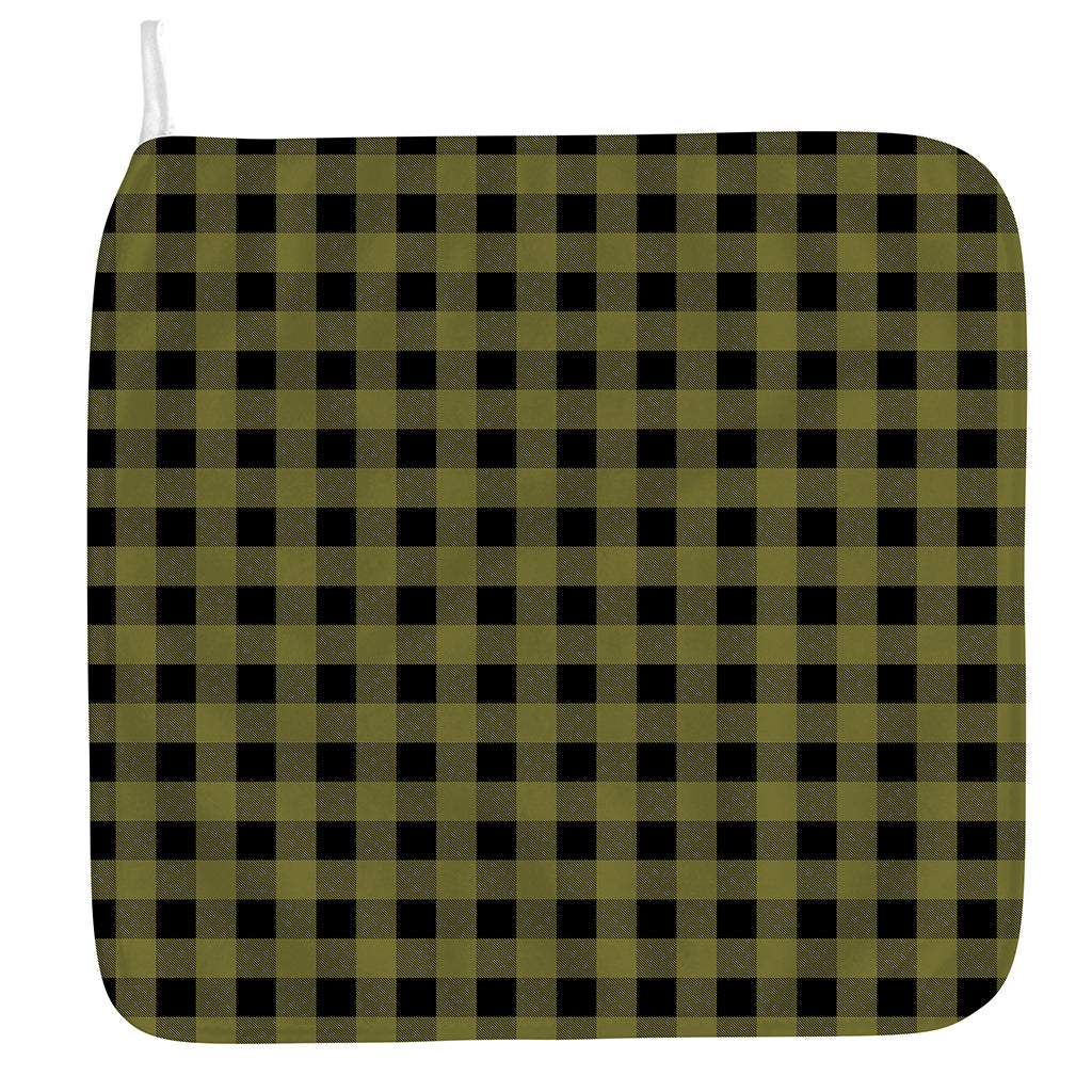 Olive Green Buffalo Check Pattern Print Hand Towel