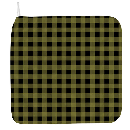 Olive Green Buffalo Check Pattern Print Hand Towel