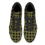 Olive Green Buffalo Check Pattern Print High Top Leather Sneakers