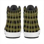 Olive Green Buffalo Check Pattern Print High Top Leather Sneakers