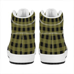 Olive Green Buffalo Check Pattern Print High Top Leather Sneakers