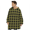 Olive Green Buffalo Check Pattern Print Hoodie Blanket
