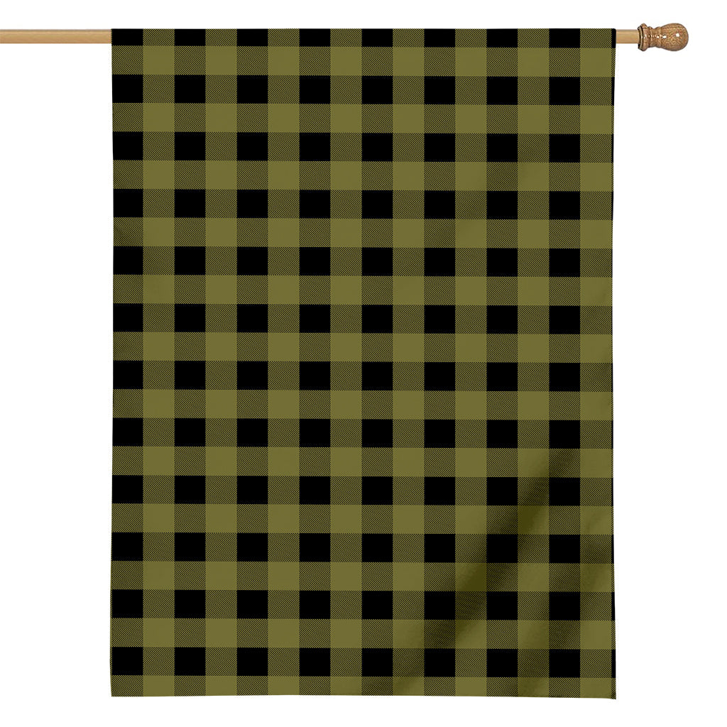 Olive Green Buffalo Check Pattern Print House Flag