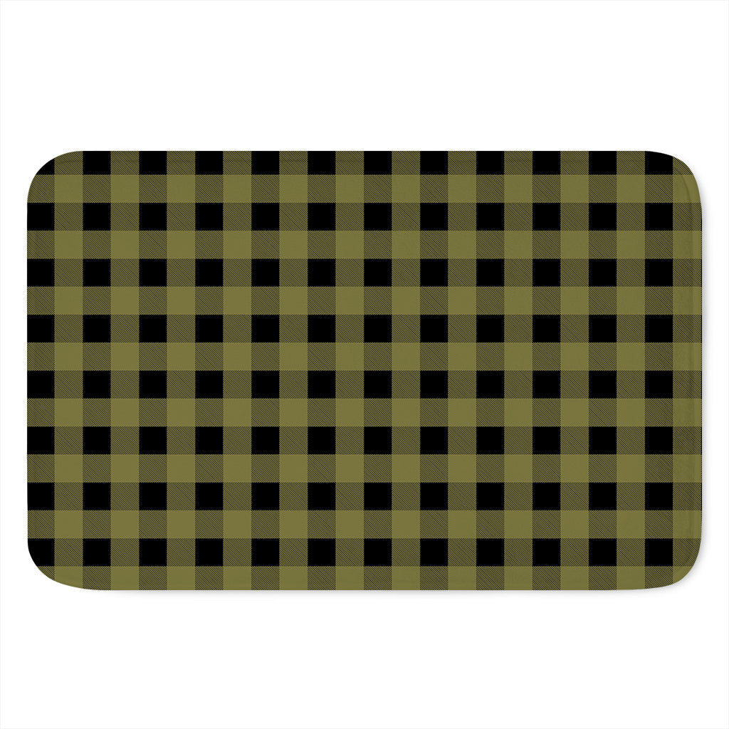 Olive Green Buffalo Check Pattern Print Indoor Door Mat
