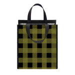 Olive Green Buffalo Check Pattern Print Insulated Lunch Tote