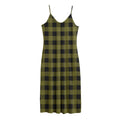 Olive Green Buffalo Check Pattern Print Jersey Midi Cami Dress