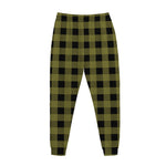 Olive Green Buffalo Check Pattern Print Jogger Pants
