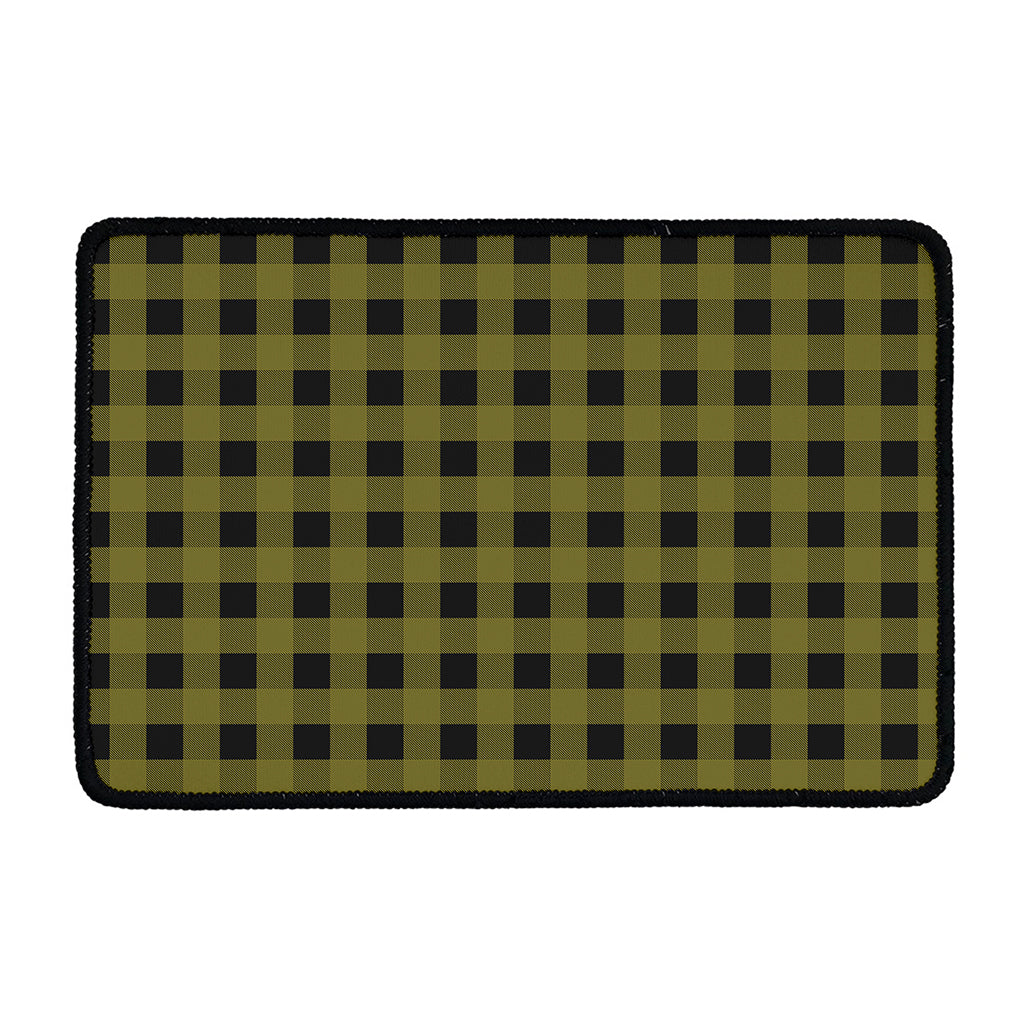 Olive Green Buffalo Check Pattern Print Kitchen Mat