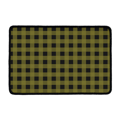 Olive Green Buffalo Check Pattern Print Kitchen Mat