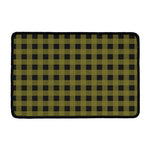 Olive Green Buffalo Check Pattern Print Kitchen Mat