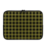 Olive Green Buffalo Check Pattern Print Laptop Sleeve