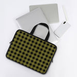 Olive Green Buffalo Check Pattern Print Laptop Sleeve With Handle