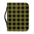 Olive Green Buffalo Check Pattern Print Leather Bible Cover