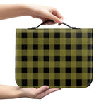 Olive Green Buffalo Check Pattern Print Leather Bible Cover
