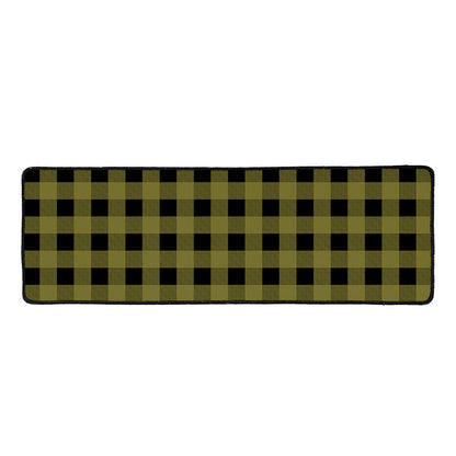 Olive Green Buffalo Check Pattern Print Long Kitchen Mat