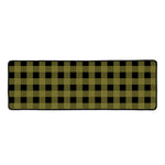 Olive Green Buffalo Check Pattern Print Long Kitchen Mat