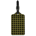 Olive Green Buffalo Check Pattern Print Luggage Tag