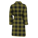 Olive Green Buffalo Check Pattern Print Men's Bathrobe