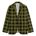 Olive Green Buffalo Check Pattern Print Men's Blazer