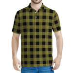 Olive Green Buffalo Check Pattern Print Men's Polo Shirt