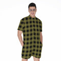 Olive Green Buffalo Check Pattern Print Men's Romper