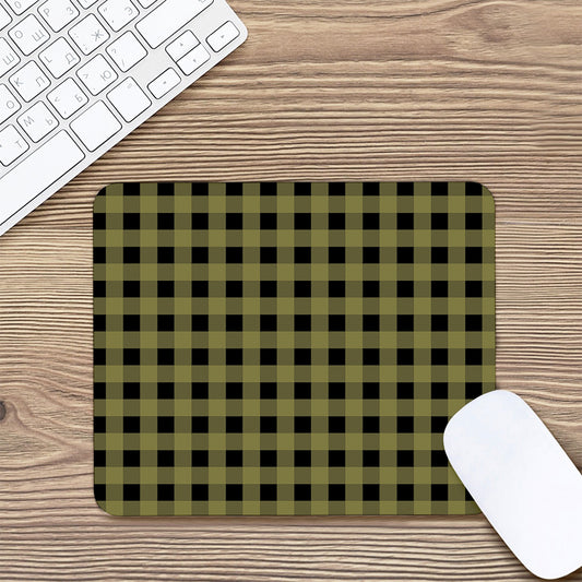 Olive Green Buffalo Check Pattern Print Mouse Pad