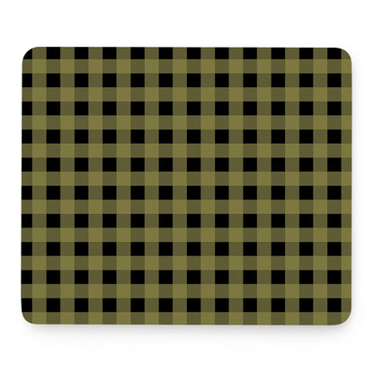 Olive Green Buffalo Check Pattern Print Mouse Pad