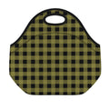 Olive Green Buffalo Check Pattern Print Neoprene Lunch Bag