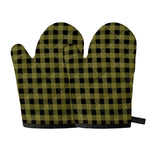 Olive Green Buffalo Check Pattern Print Oven Mitts