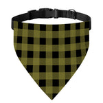 Olive Green Buffalo Check Pattern Print Over The Collar Dog Bandana
