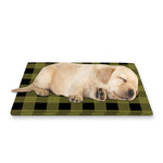 Olive Green Buffalo Check Pattern Print Pet Cooling Mat Cover