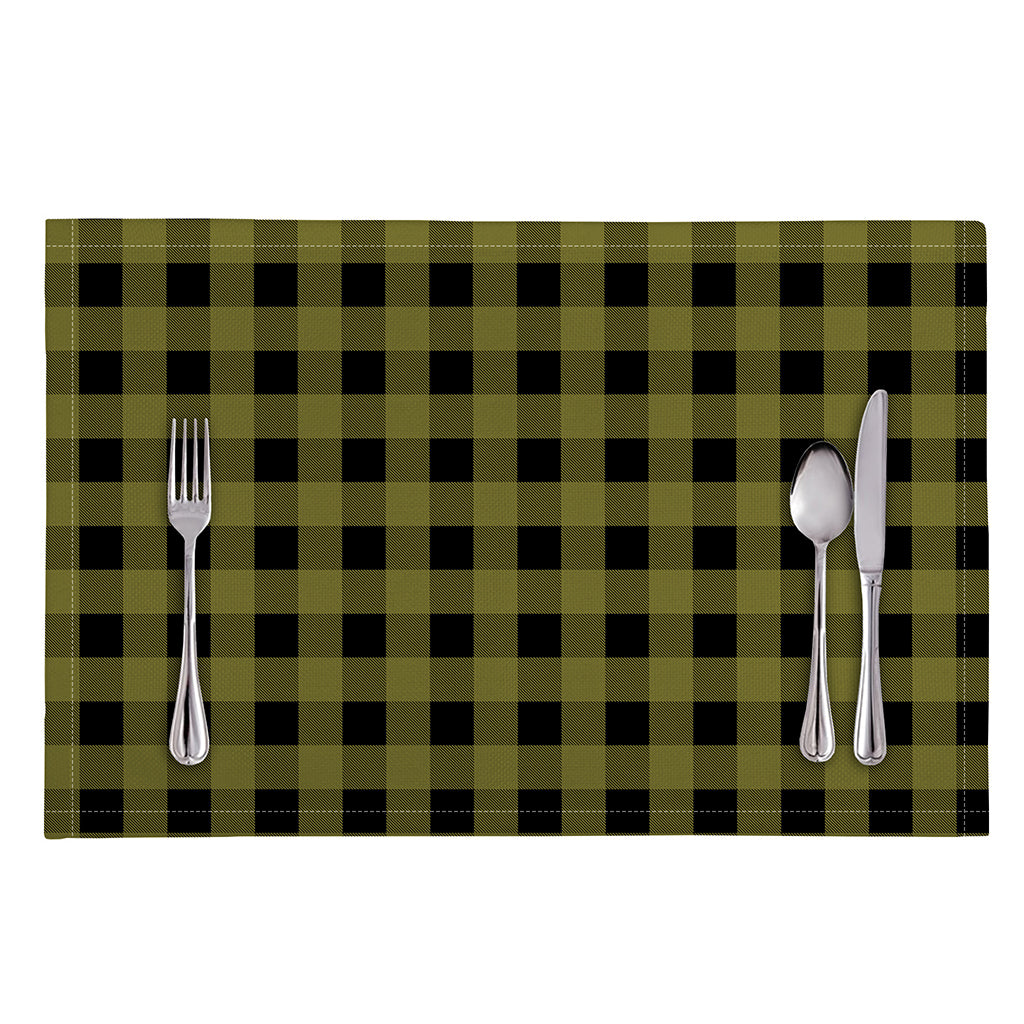 Olive Green Buffalo Check Pattern Print Placemat
