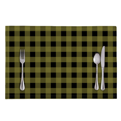 Olive Green Buffalo Check Pattern Print Placemat