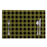 Olive Green Buffalo Check Pattern Print Placemat