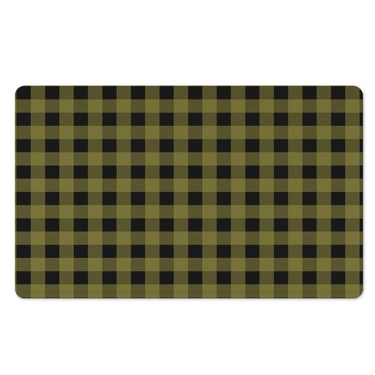 Olive Green Buffalo Check Pattern Print Polyester Doormat