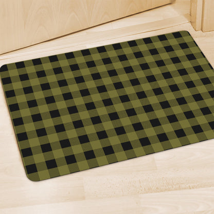 Olive Green Buffalo Check Pattern Print Polyester Doormat