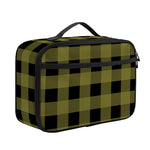 Olive Green Buffalo Check Pattern Print Portable Lunch Bag